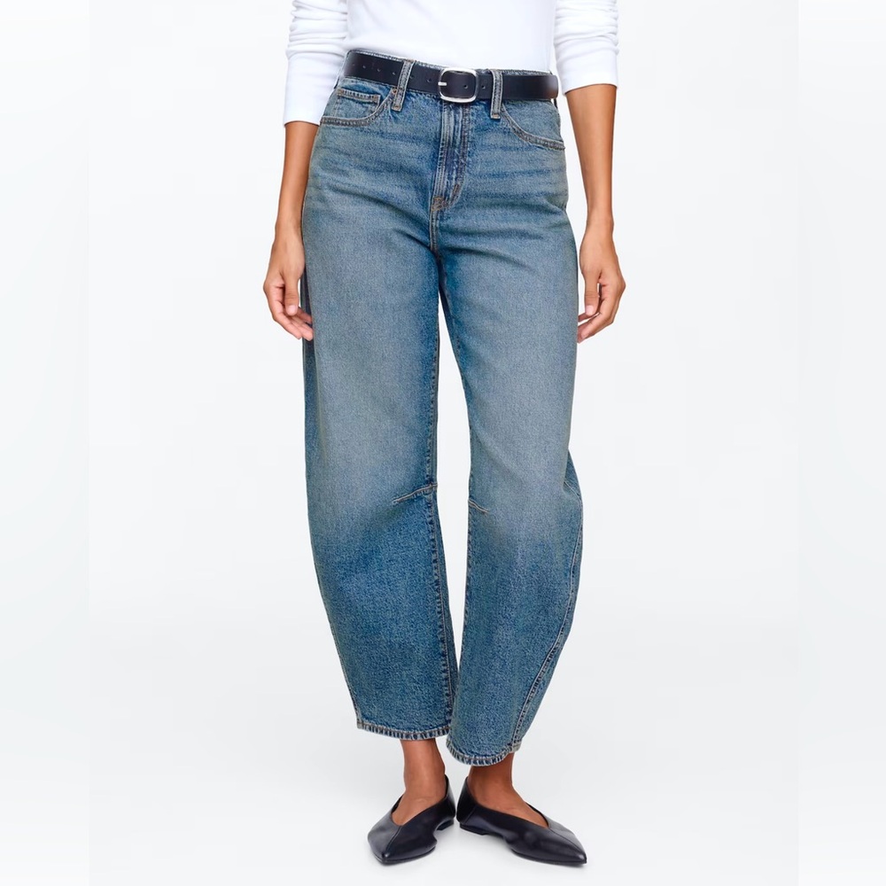 Gap High Rise Barrel Jeans Womens Size 28/6 Petite Light Indigo Wash - Picture 11 of 11